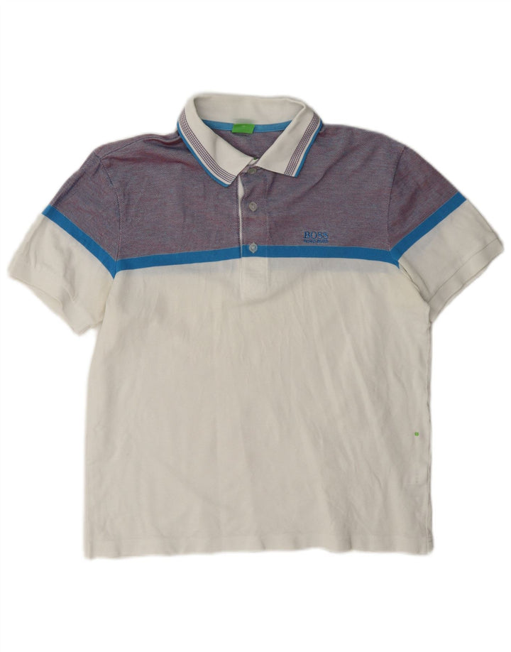 Polo Hugo Boss Hombre | Polo de algodón con bloques de color blanco mediano
