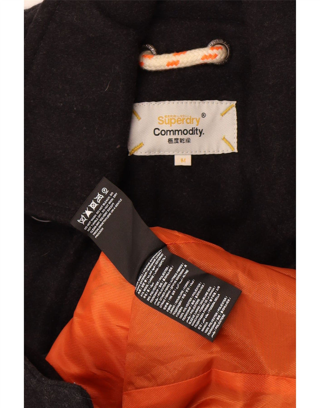 Superdry Chaquetón Commodity para hombre, talla 38, lana negra mediana