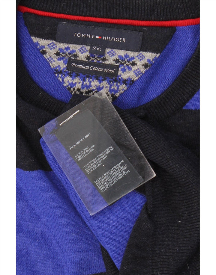 TOMMY HILFIGER Jersey de cuello redondo para hombre 2XL Algodón a rayas negro