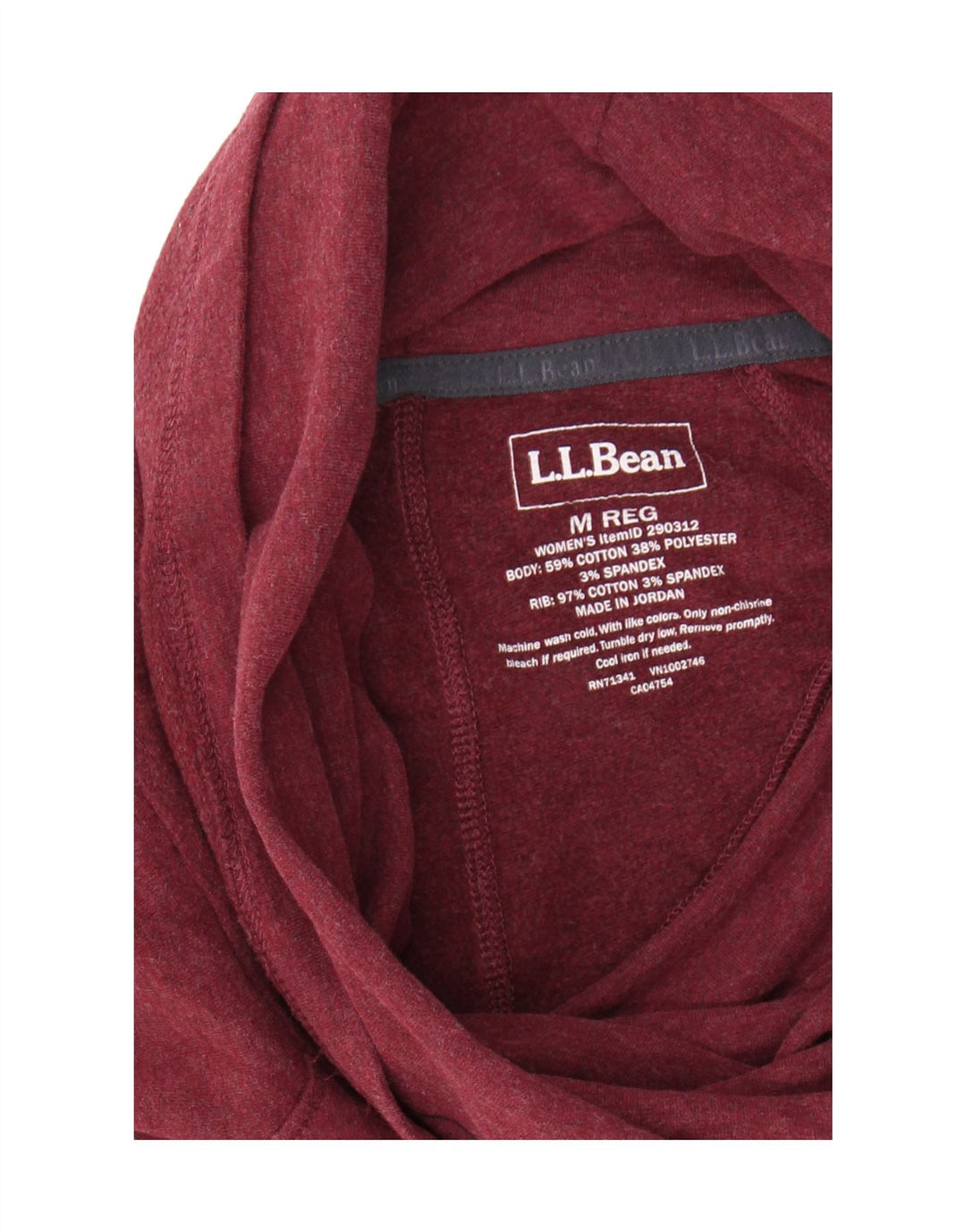 L.L.Bean - Sudadera con cuello vuelto para mujer, talla 40, algodón burdeos mediano