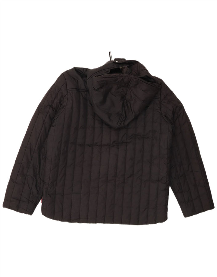 FILA Womens Oversized Hooded Padded Jacket UK 16 Large Black Polyester