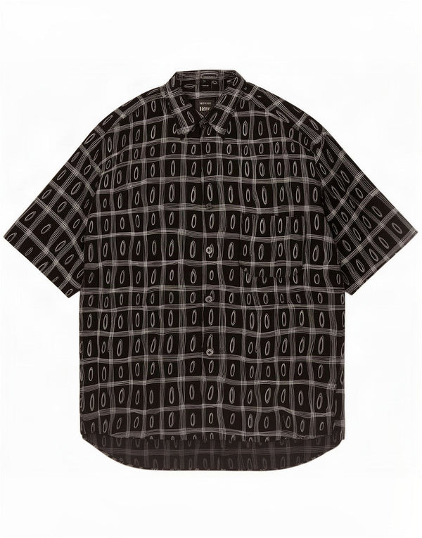 Camisa de manga corta para hombre Tipo' S Viscosa geométrica negra mediana