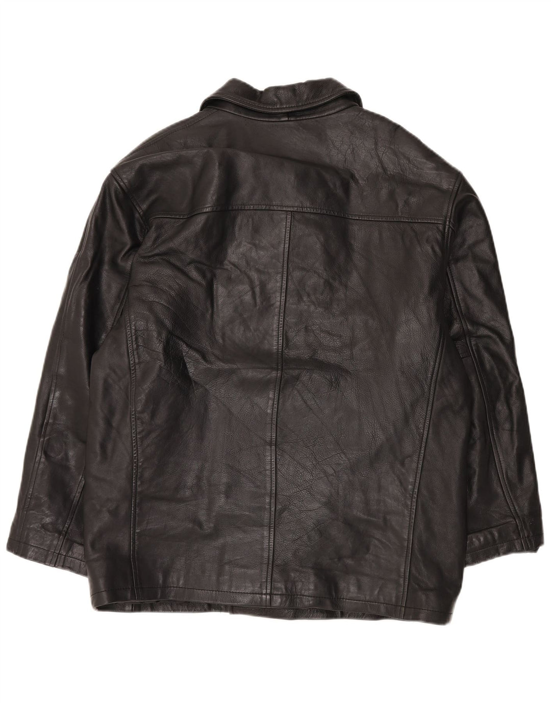 Vintage hombres oversize doble pecho chaqueta de cuero Reino Unido 38 medio negro