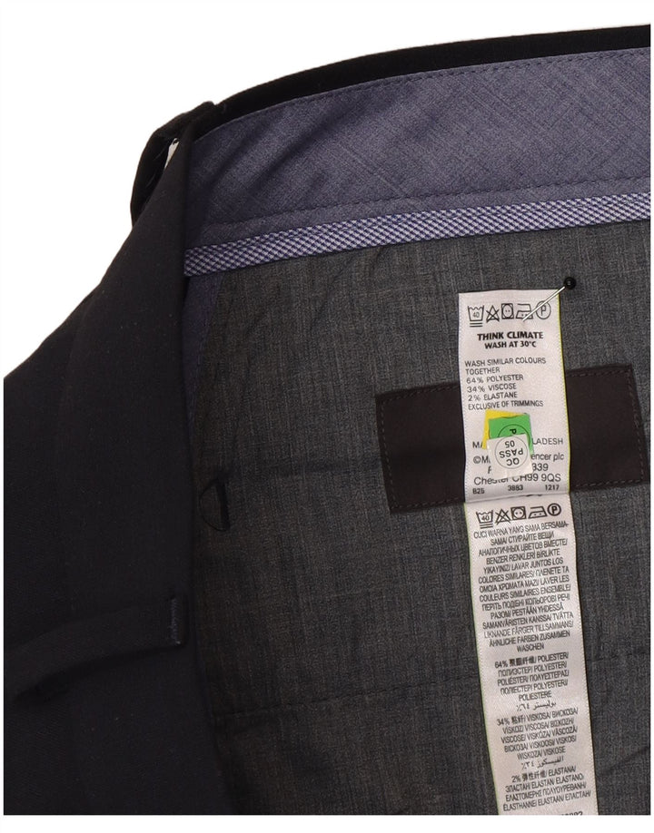 Marks & Spencer Pantalones de traje ajustados a medida para hombre W36 L31 Azul marino