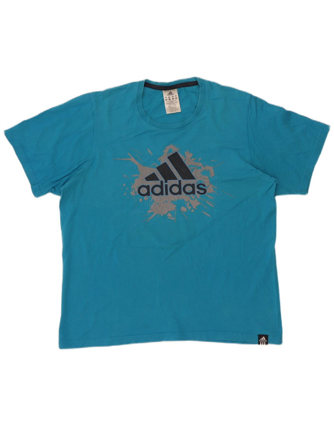 Adidas Hombre Camiseta Gráfica Top Algodón Azul Medio