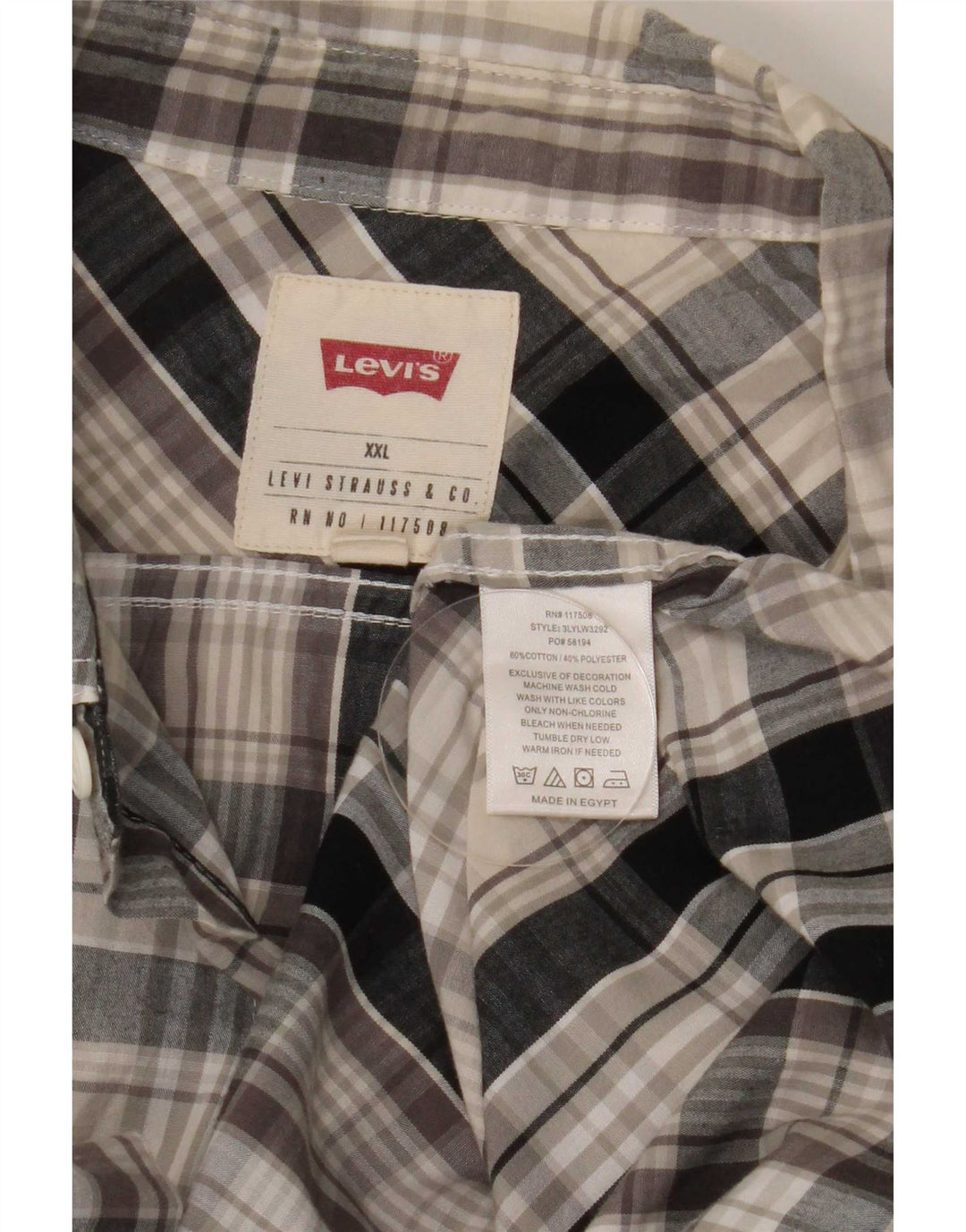 Levi's Camisa de manga corta para hombre 2XL Algodón a cuadros azul marino