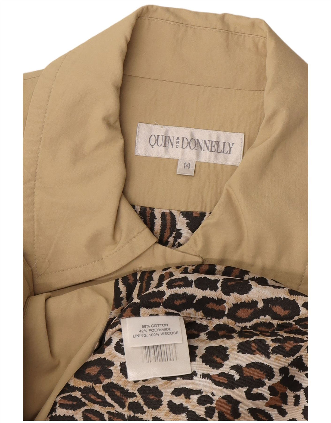 Gabardina para mujer Quin And Donnelly UK 44 Algodón beige medio