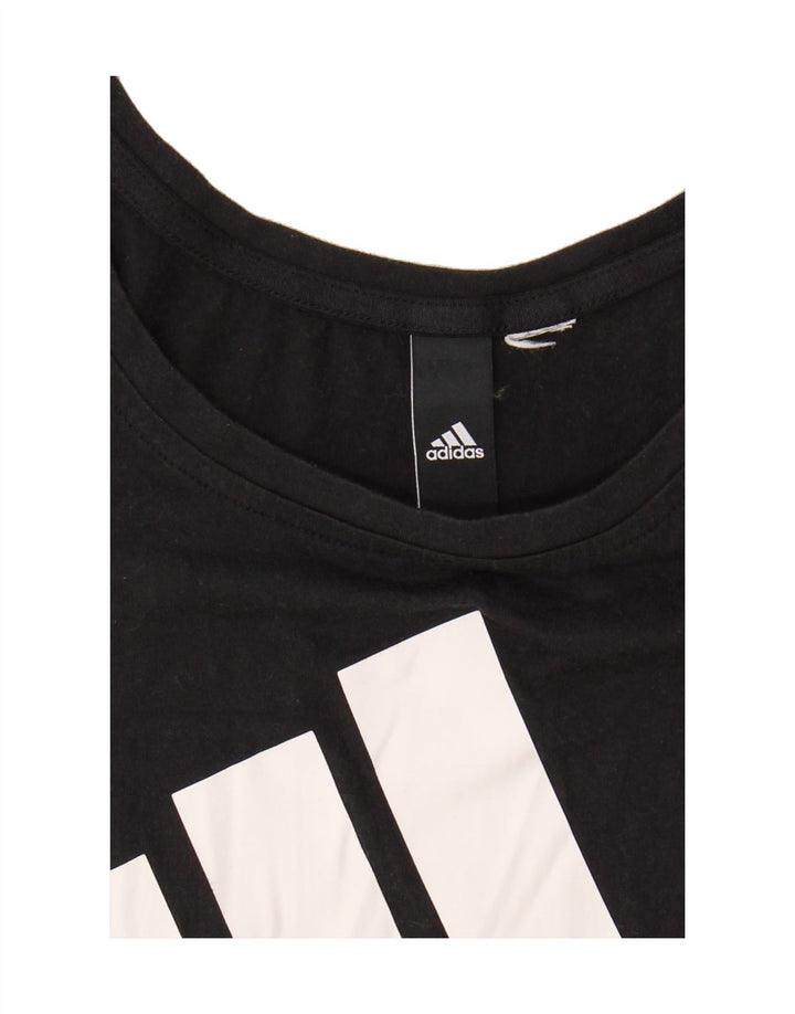 ADIDAS Womens Graphic T-Shirt Top UK 12 Medium Black Vintage Adidas and Second-Hand Adidas from Messina Hembry 