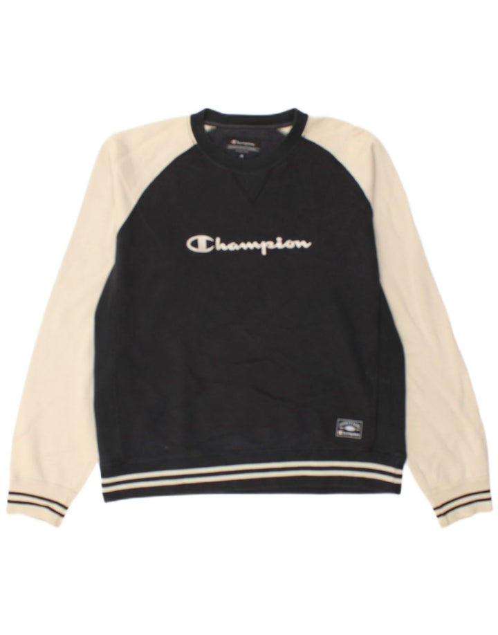 Champion Sudadera Estampada Con Estampado De Algodón Color Block En Negro Mediano