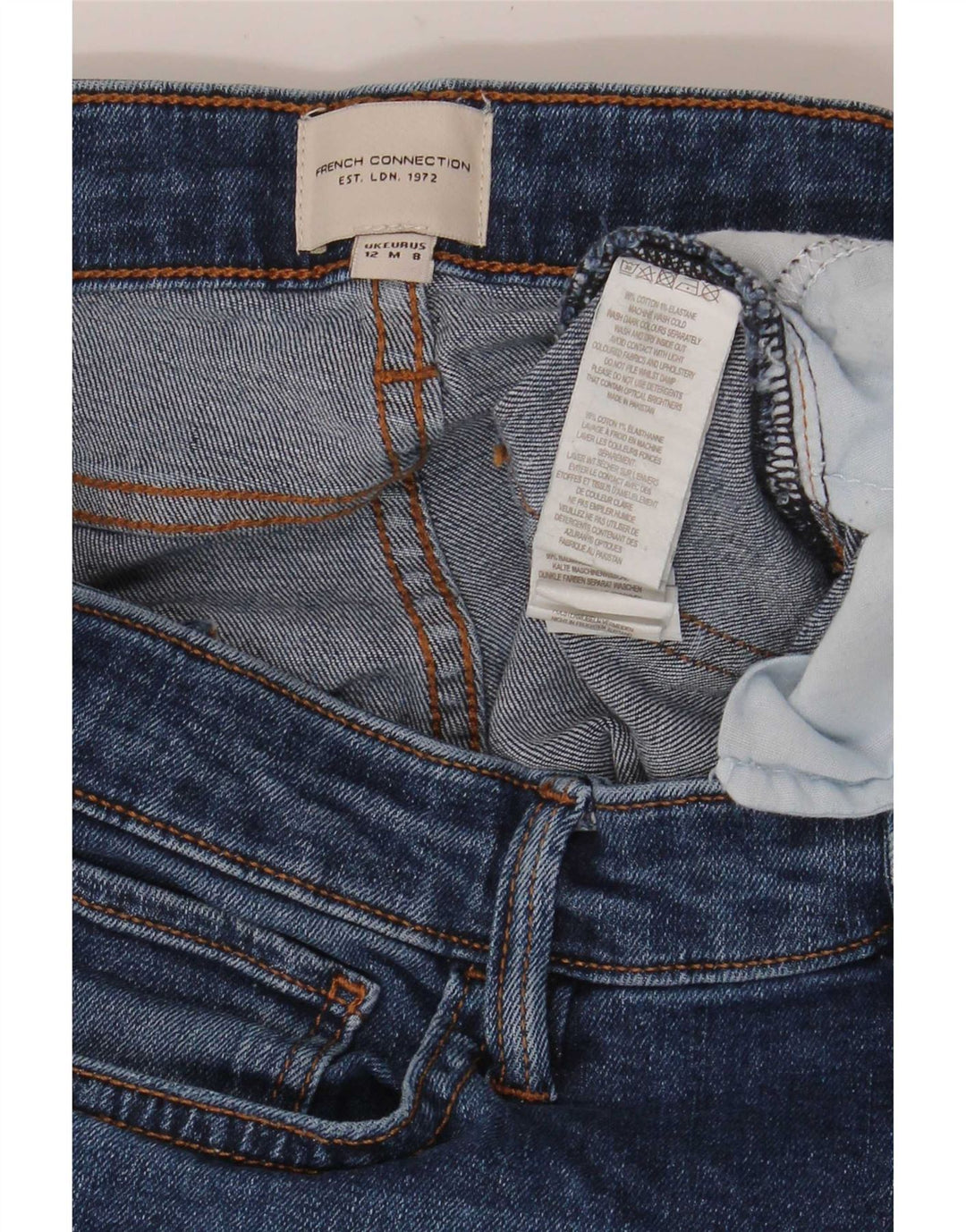 Vaqueros rectos para mujer de French Connection UK 12 Medium W32 L30 Azul