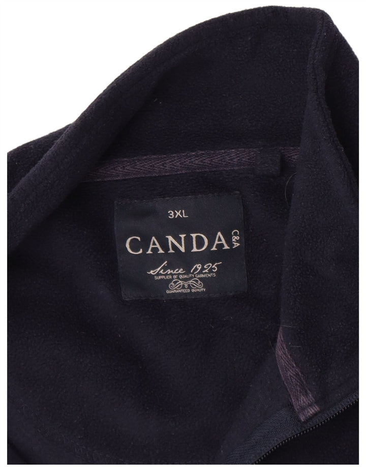 Canda - Jersey de forro polar con cuello y cremallera para hombre, 3XL, azul marino