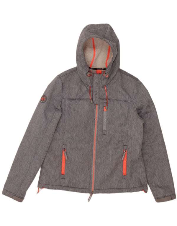 Superdry Chaqueta cortavientos con capucha para mujer UK 46 Poliéster gris grande