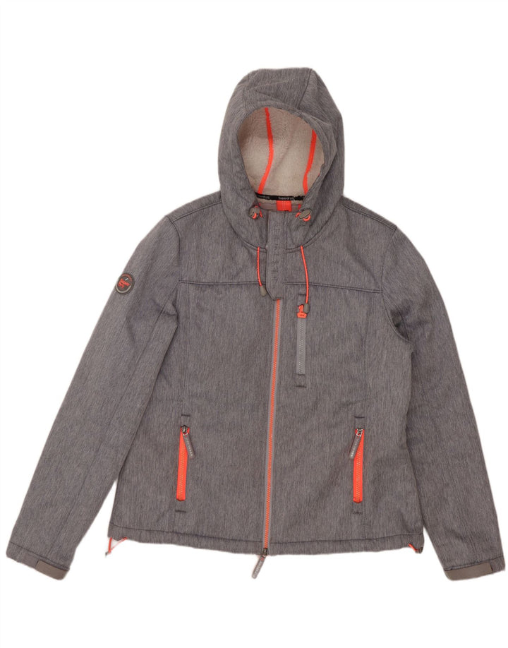 Superdry Chaqueta cortavientos con capucha para mujer UK 46 Poliéster gris grande