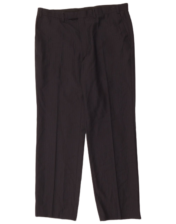 Marks & Spencer Pantalón de traje para hombre W38 L33 Poliéster a rayas azul marino