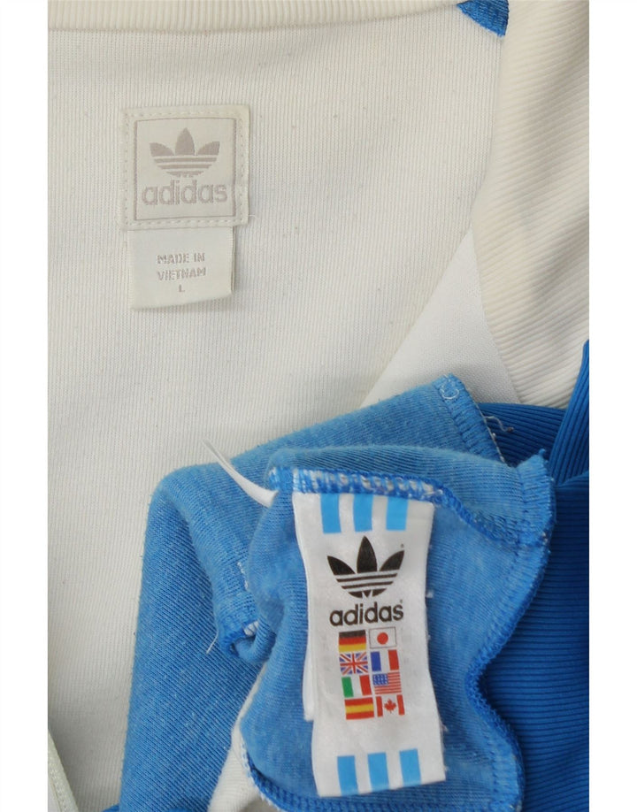 Adidas Hombre Chándal Top Chaqueta Grande Blanco Colorblock Poliéster