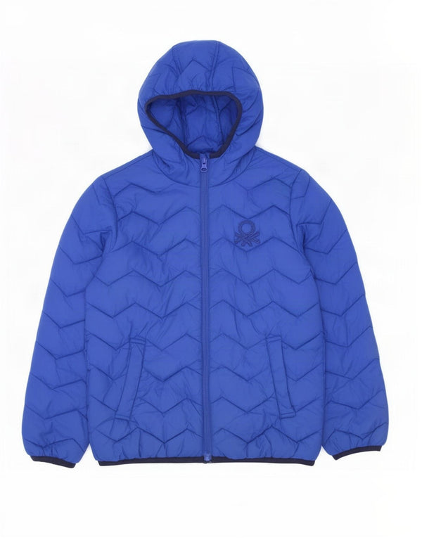 Benetton Cazadora Acolchada Con Capucha Niño 7-8 Años Azul Medio Poliamida