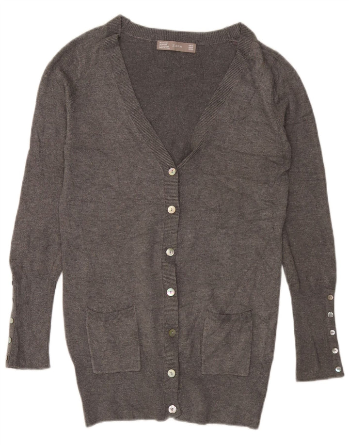 Zara Mujer Cárdigan Suéter UK 12 Rayón Gris Medio