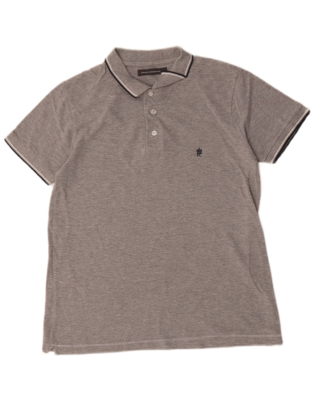 French Connection Polo para hombre pequeño de algodón gris