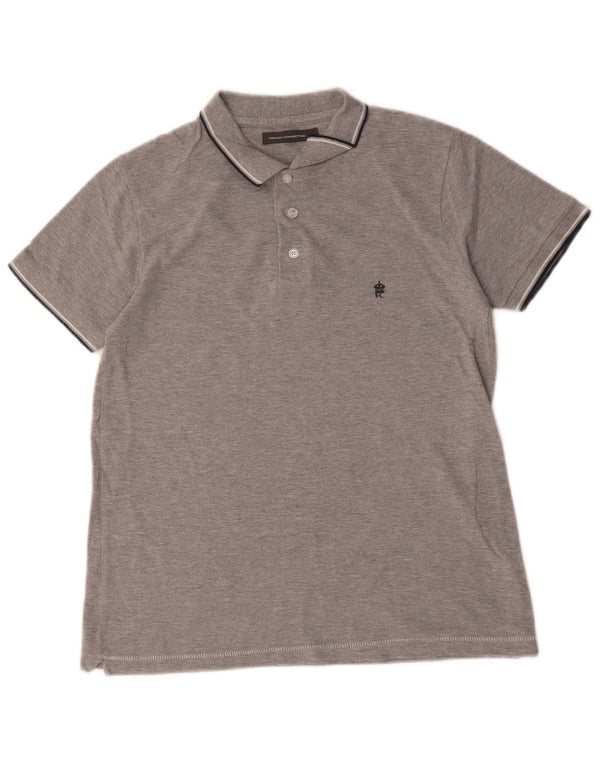 French Connection Polo para hombre pequeño de algodón gris
