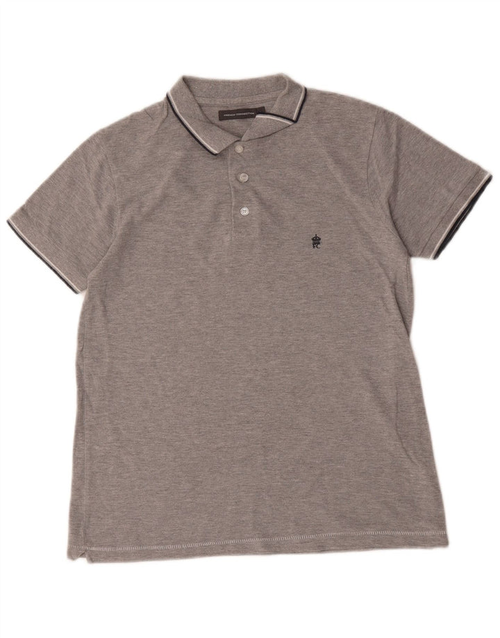 French Connection Polo para hombre pequeño de algodón gris