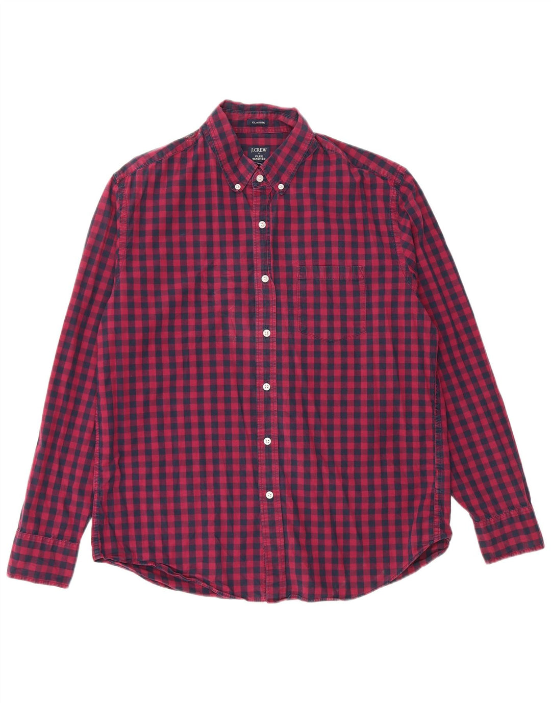 J. CREW Camisa de corte clásico para hombre de algodón a cuadros azul marino grande