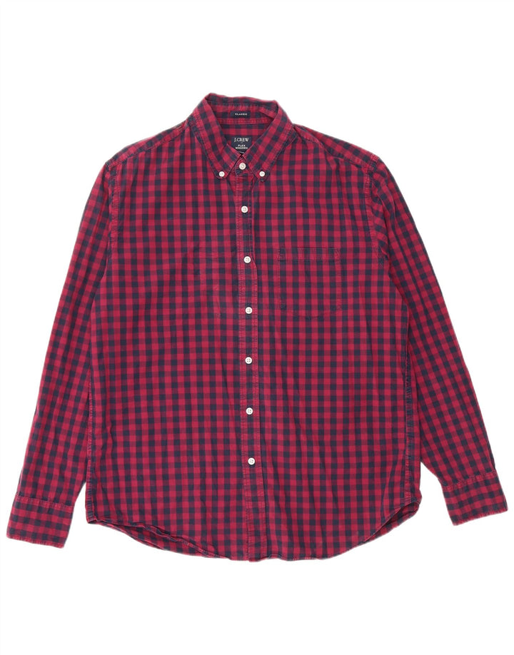 J. CREW Camisa de corte clásico para hombre de algodón a cuadros azul marino grande