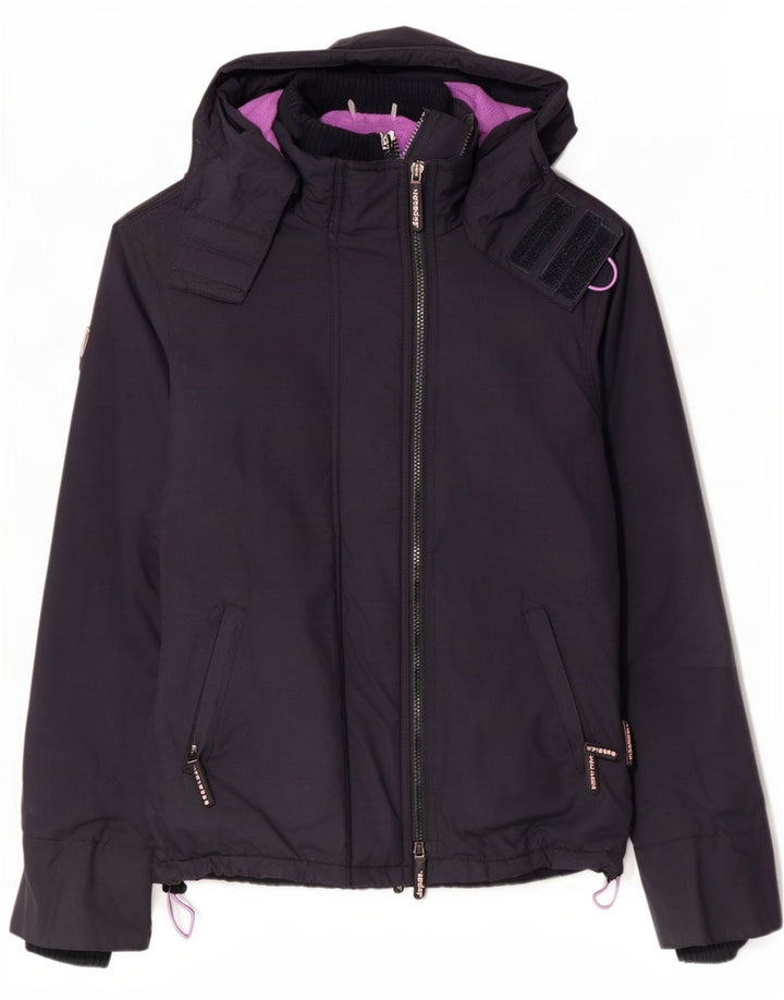 Superdry Chaqueta cortavientos con capucha para mujer UK 44 Azul marino mediano