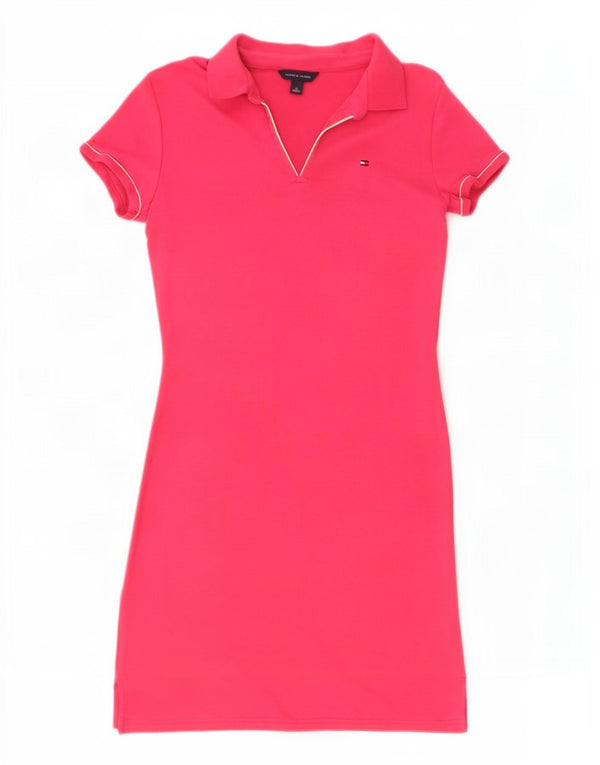 Tommy Hilfiger Vestido Polo para Mujer UK 12 Algodón Rosa Medio