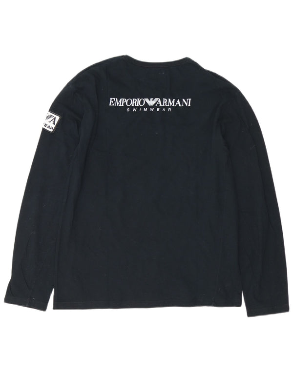 EMPORIO ARMANI Top gráfico para hombre manga larga pequeño algodón negro