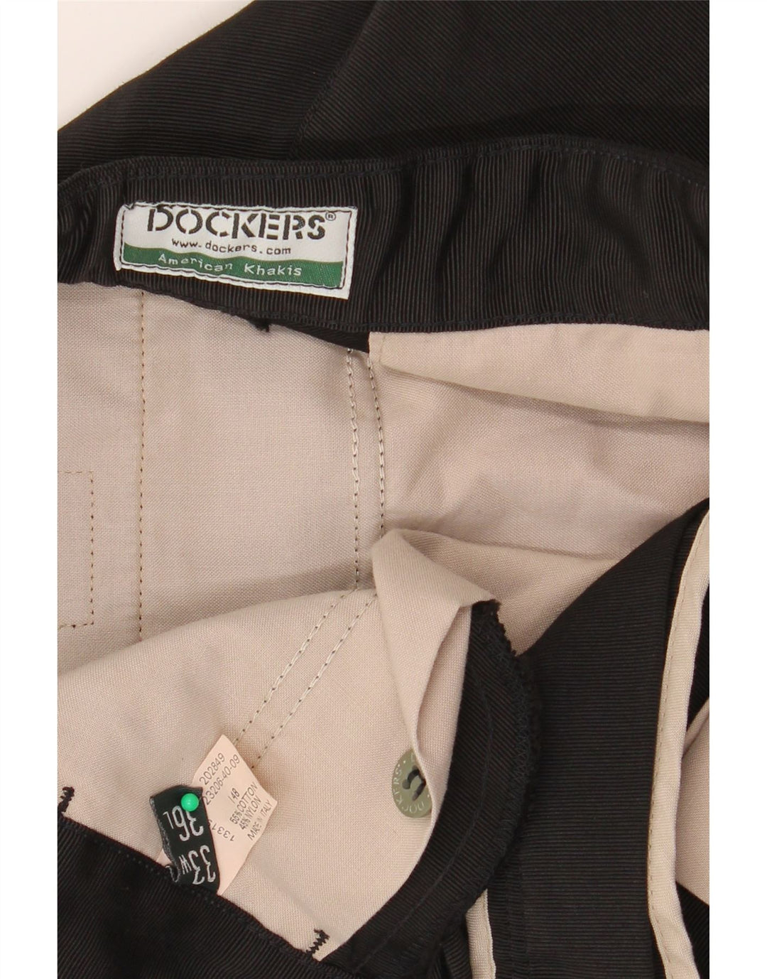 DOCKERS Pantalones chinos rectos color caqui para hombre W33 L30 Algodón negro