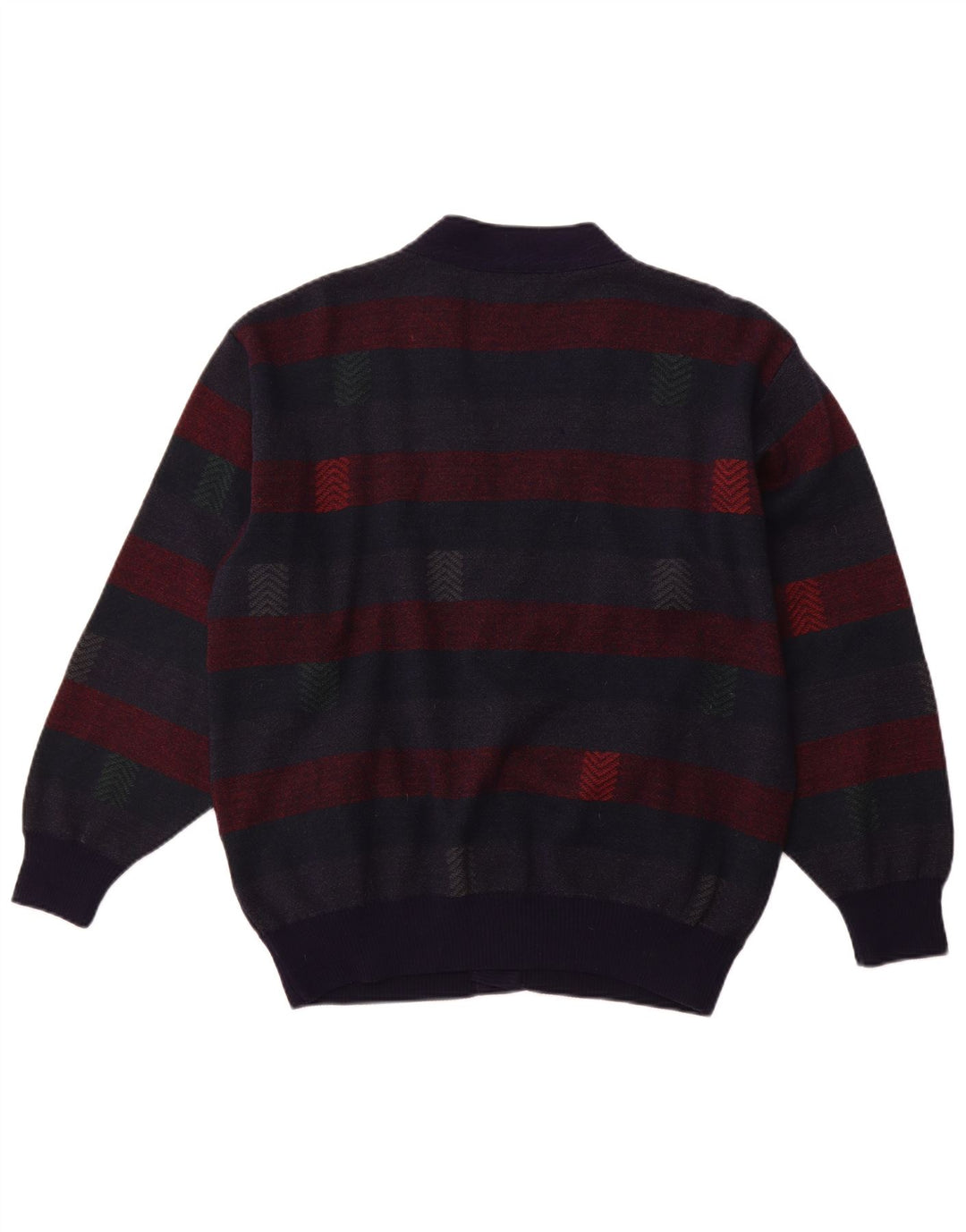 PIERRE SANGAN Suéter Cárdigan Hombre XL Lana Rayas Azul Marino