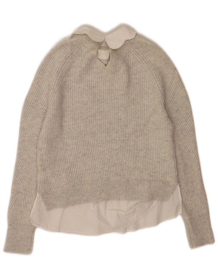 Ted Baker Suéter extragrande con cuello redondo para mujer US 0 2XS Lana gris