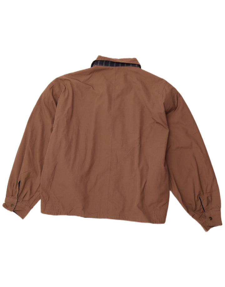 VINTAGE Chaqueta reversible para hombre Reino Unido 40 Poliéster a cuadros marrón grande