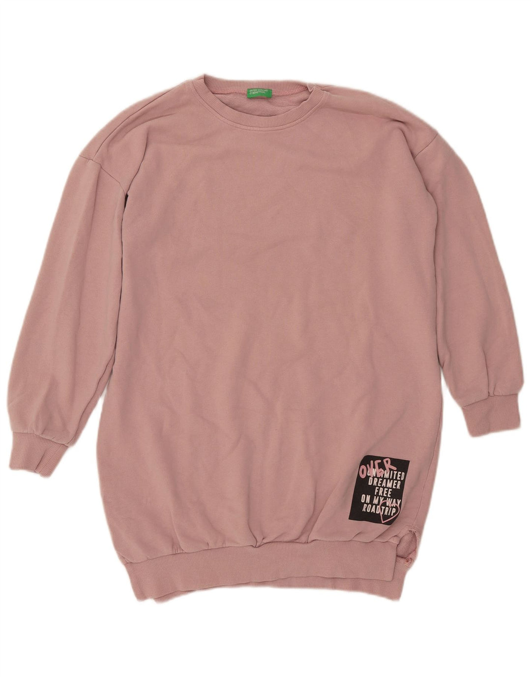 BENETTON Sudadera gráfica para mujer Jumper UK 46 Large Pink