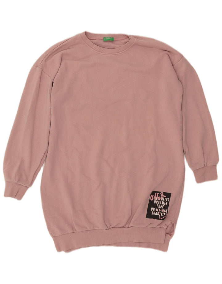 BENETTON Sudadera gráfica para mujer Jumper UK 46 Large Pink