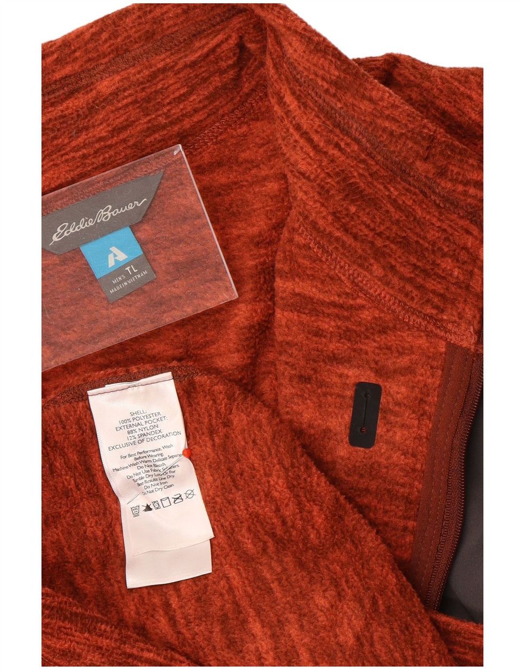 Eddie Bauer Jersey de forro polar con cuello y cremallera para hombre Poliéster moteado naranja grande