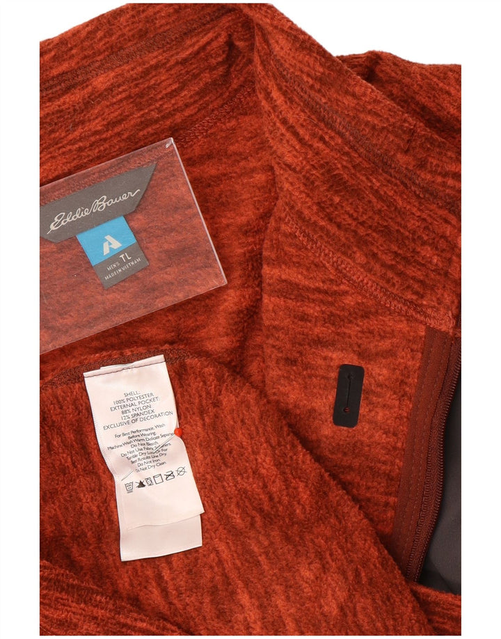 Eddie Bauer Jersey de forro polar con cuello y cremallera para hombre Poliéster moteado naranja grande