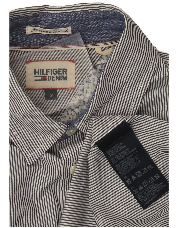 Camisa Tommy Hilfiger para hombre pequeña de algodón a rayas azul marino