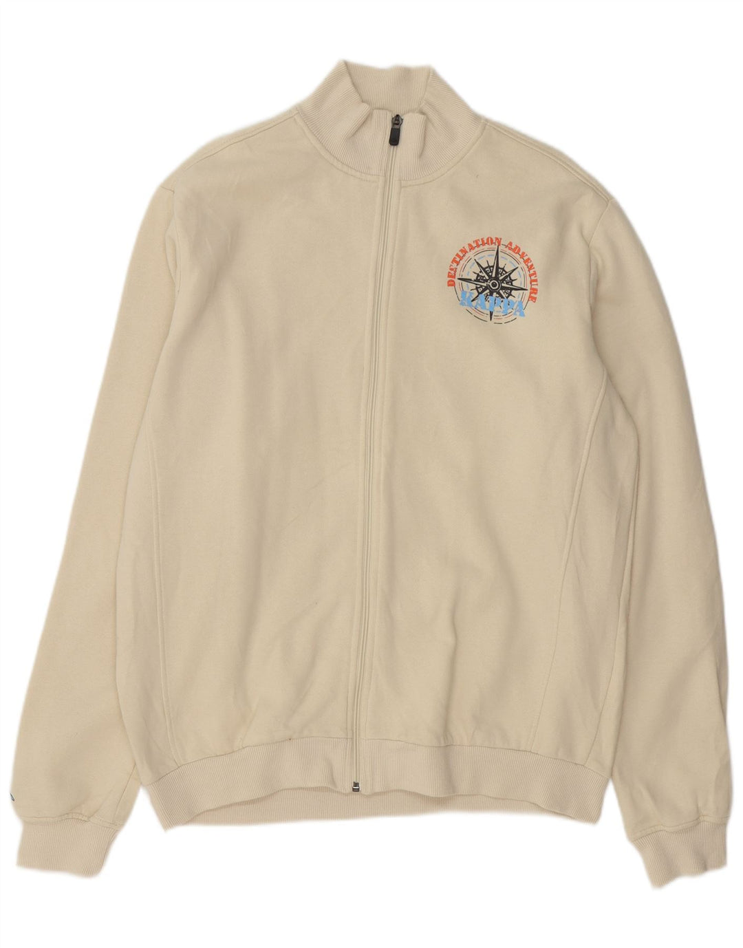 Kappa Mens Graphic Chándal Top Chaqueta Grande De Algodón Blanco Roto