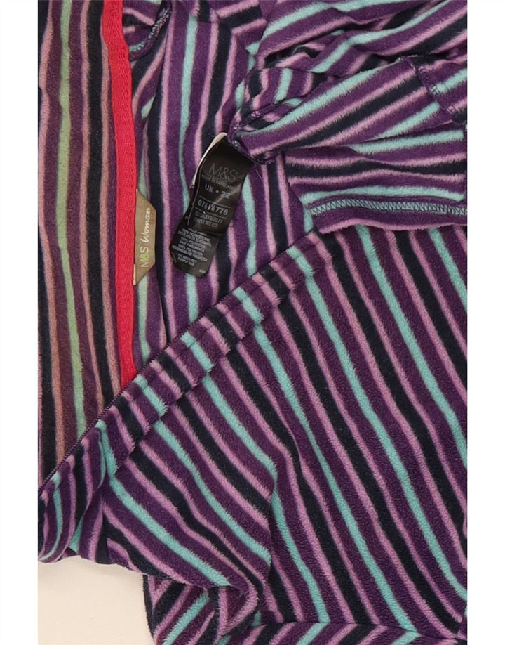 Marks & Spencer Chaqueta polar para mujer UK 22 2XL Poliéster a rayas moradas
