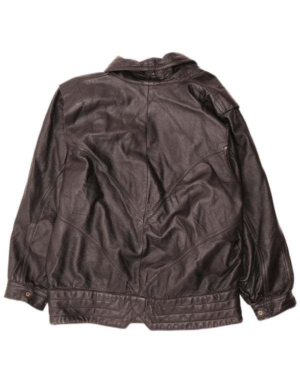 PELLETTERIA Chaqueta de cuero para mujer UK 20 2XL Cuero negro