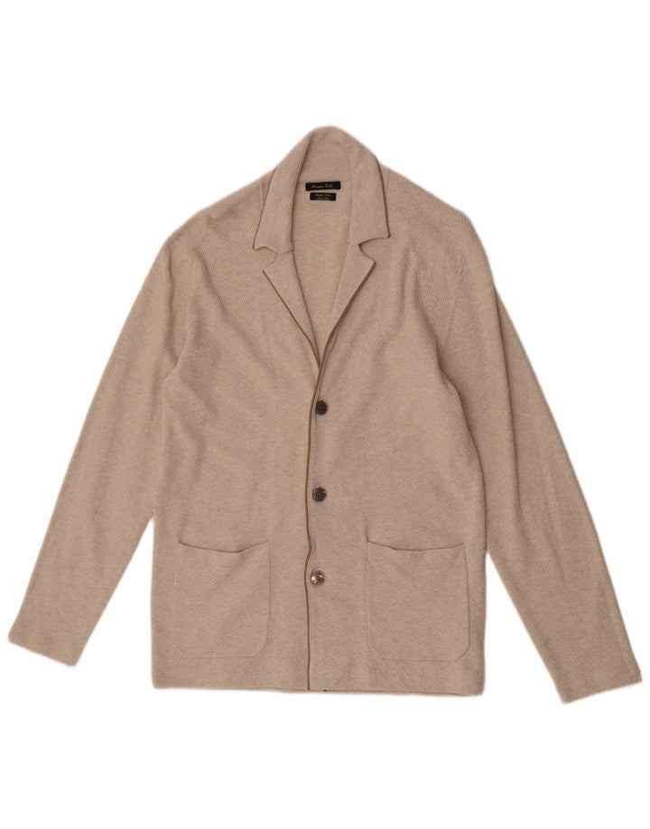 Massimo Dutti Jersey Cárdigan Hombre Algodón Beige Medio