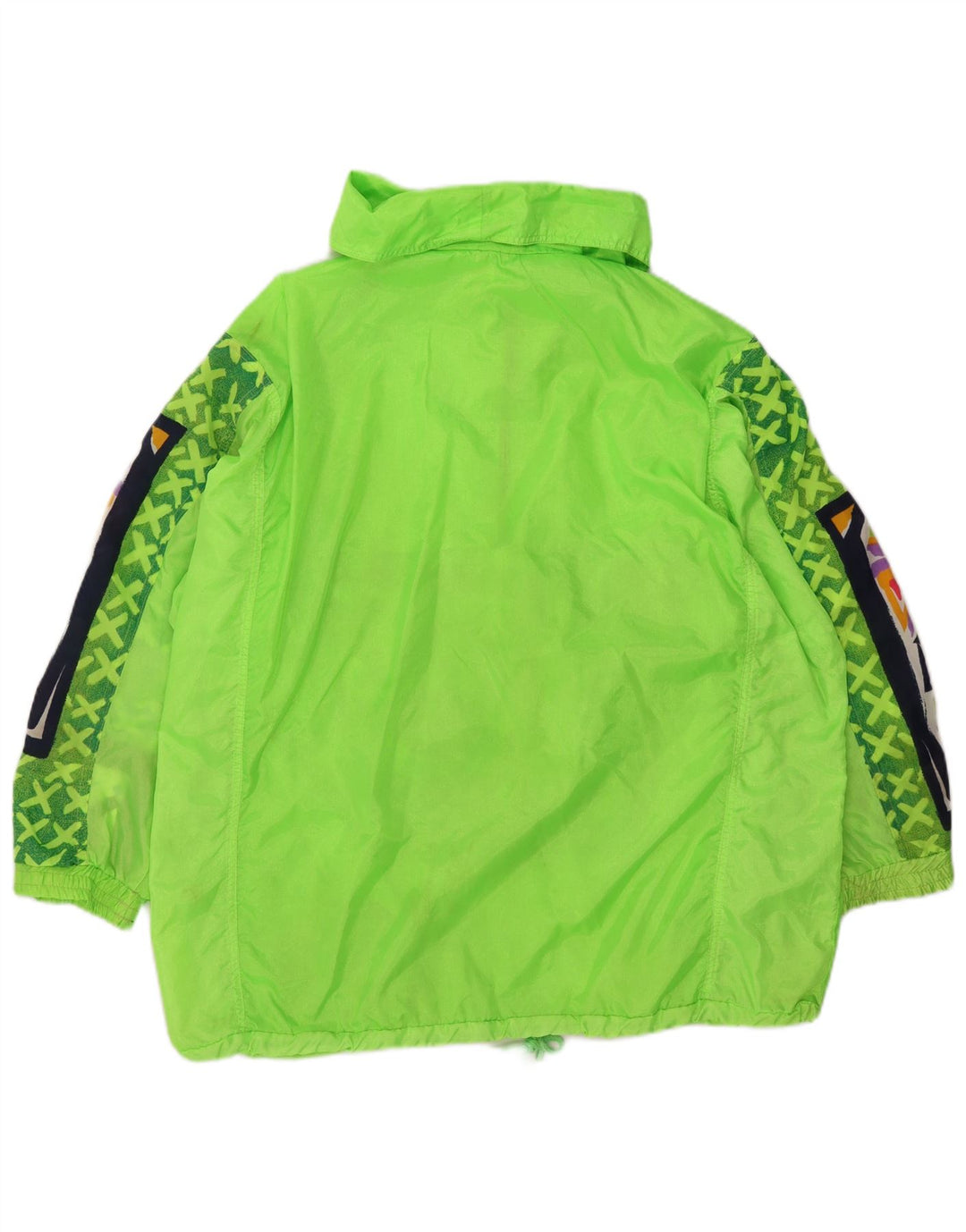 Vintage hombres Anorak chaqueta de lluvia Reino Unido 40 poliéster geométrico verde grande