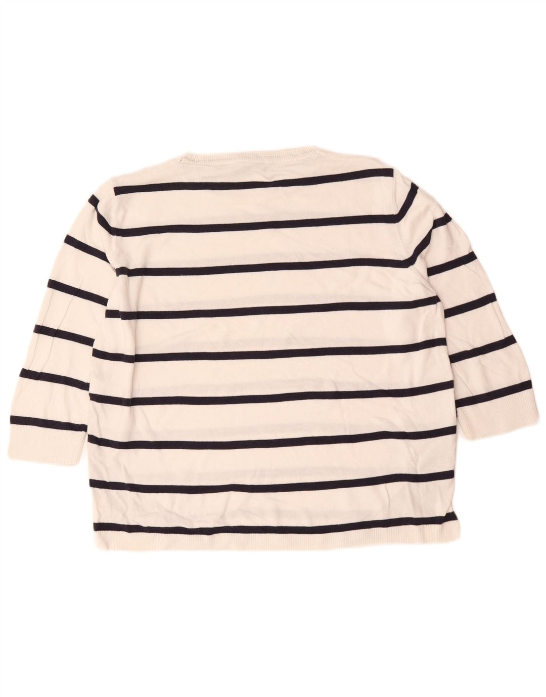 Marks & Spencer Jersey de Cuello Redondo para Mujer UK 44 Mediano Rayas Blancas