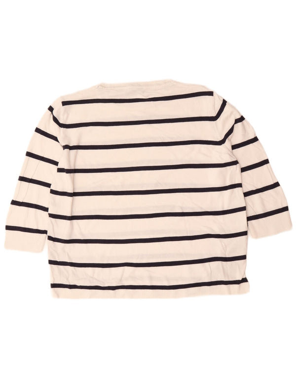 Marks & Spencer Jersey de Cuello Redondo para Mujer UK 44 Mediano Rayas Blancas