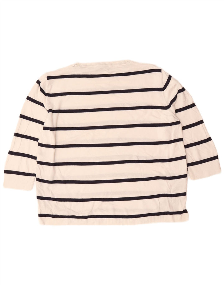 Marks & Spencer Jersey de Cuello Redondo para Mujer UK 44 Mediano Rayas Blancas