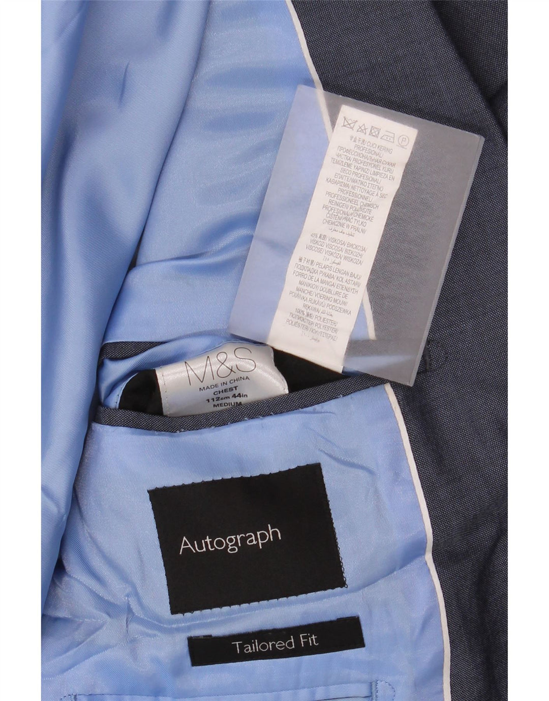 Marks & Spencer Chaqueta tipo blazer entallada para hombre UK 38 Medium Azul marino
