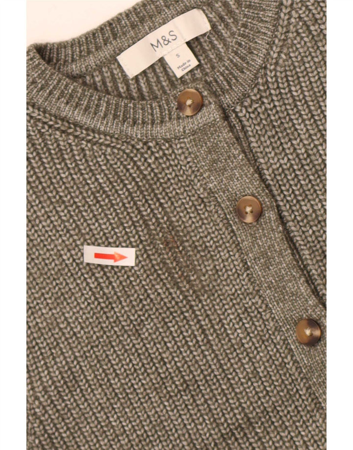 Marks & Spencer Suéter tipo cárdigan sin mangas para mujer UK 10 Small Grey