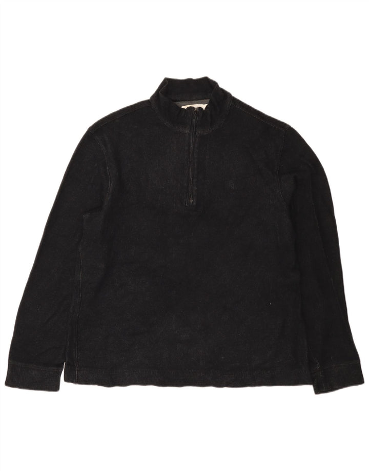 Calvin Klein Suéter tipo jersey con cuello y cremallera para hombre Algodón negro mediano