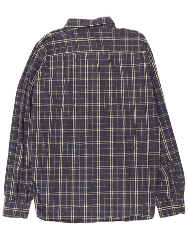 Camisa Benetton Hombre 2XL Algodón A Cuadros Azul Marino